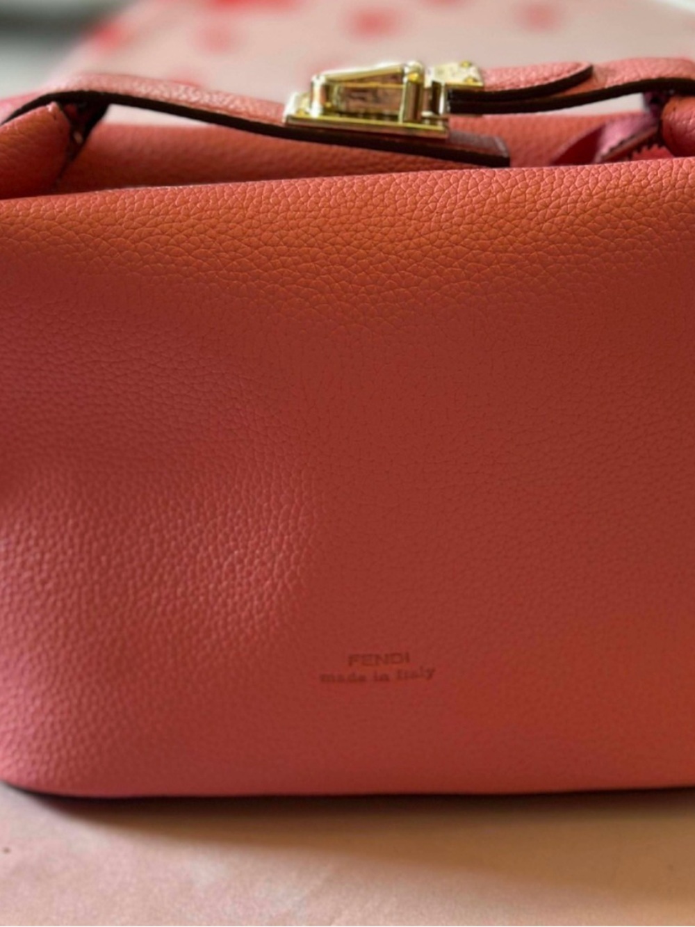 Source Unknown Coral Pink Leather Lux Crossbody Bag with Gold-Tone Hardware